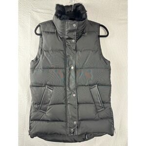 Nicole Benisti Military Black Kaia Down Vest  Asiatic Rabbit & Silver Fox Fur SP
